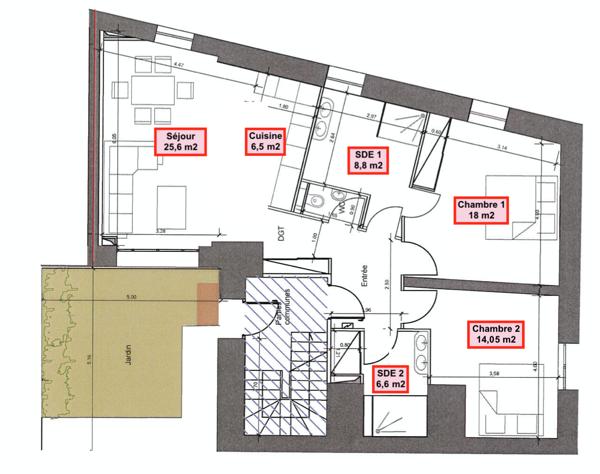 Appartement T3 de 77 m2 habitable