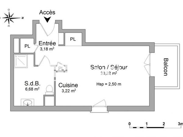 Location Studio 31.4 m² - 37 RUE DE MAISSIN Brest 29200
