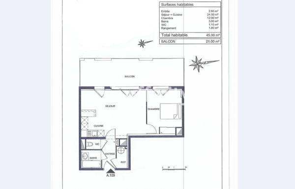 Appartement 2 pièces - 44 m²