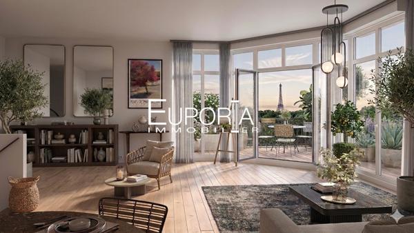 Puteaux – Duplex 5 pièces d’exception avec terrasses – 145 m² – Dernier étage – Vue Tour Eiffel