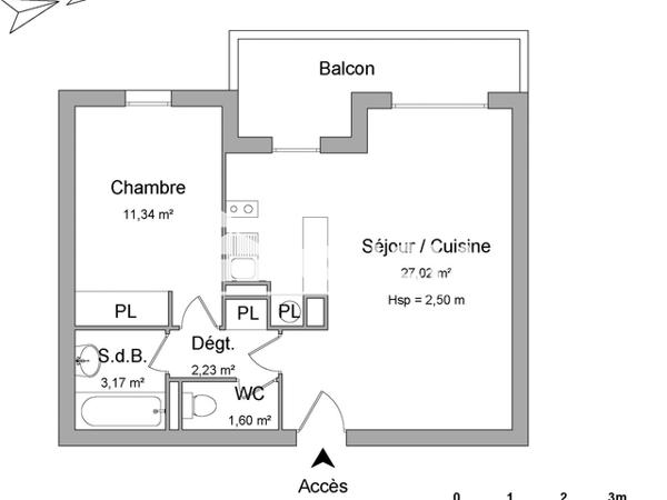 Location Appartement meublé 3 pièces 58.6 m² - 45 RUE DU 24 FEVRIER Carcassonne 11000