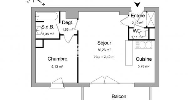 Location Appartement 2 pièces 41.51 m² - Cergy 95800