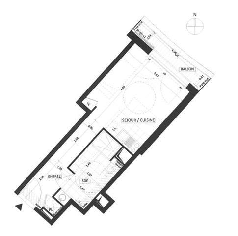 Studio à vendre 25,64 m² Issy-les-Moulineaux