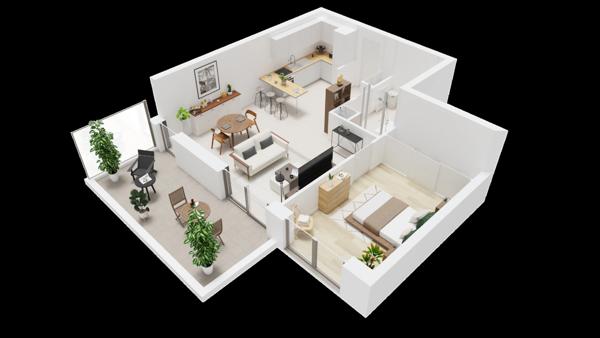 Ay-sur-Moselle – T2 de 55 m² avec terrasse de 12,8 m², cave et stationnement en sous-sol