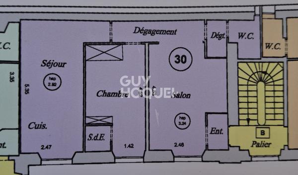 Appartement Paris 2 pièce(s) 47.80 m2