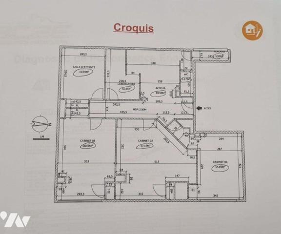 Au 1er étage d'un immeuble au coeur du centre-ville de DUNKERQUE, Plateau de 88,82 m² anciennem...