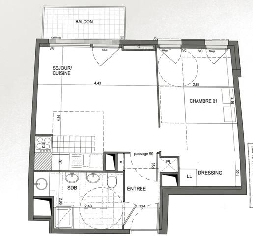 Appartement avec balcon et parking à vendre 2 pièces ASNIERES SUR SEINE (92)