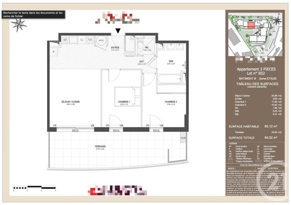 Appartement T3 à vendre  3 pièces - 60,12 m2 VILLENEUVE LOUBET - 06