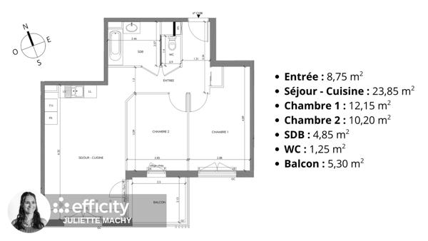 Appartement 3 pièces - 61 m²