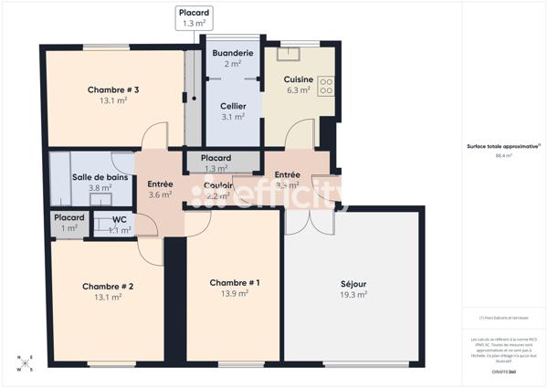 Appartement 4 pièces - 90 m² Exclusivité efficity