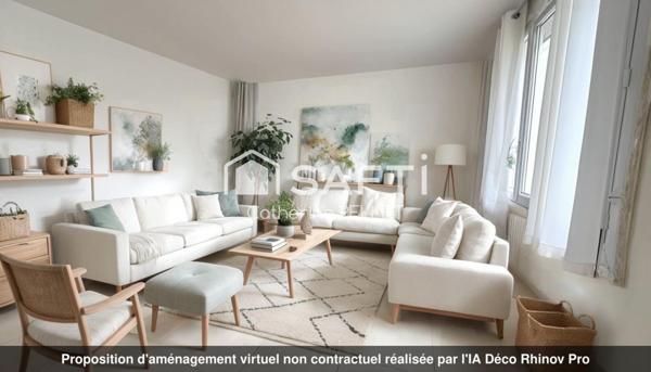 Appartement lumineux traversant 3/4 pièces avec balcon – Faibles charges, proche RER C