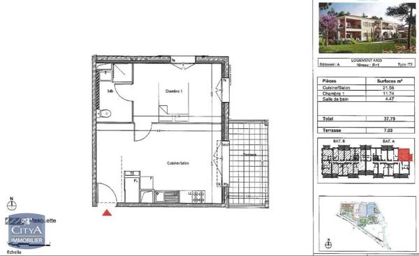 Appartement à louer 2 pièces 37.79m²