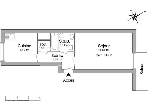 Location Studio meublé 30.7 m² - 125 AV BAUDIN Limoges 87000