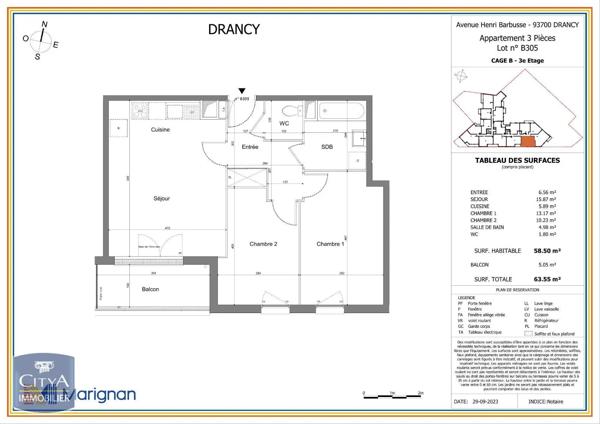 Appartement à louer 3 pièces 58.5m² Drancy (93700)