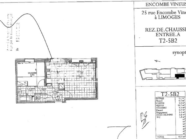 Location Appartement 2 pièces 43.4 m² - ENTREE B Limoges 87000
