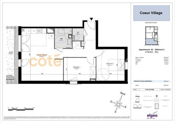 Vente
                Appartement67,85 m² - 3 Pièces -
                    BRENTHONNE (74890)