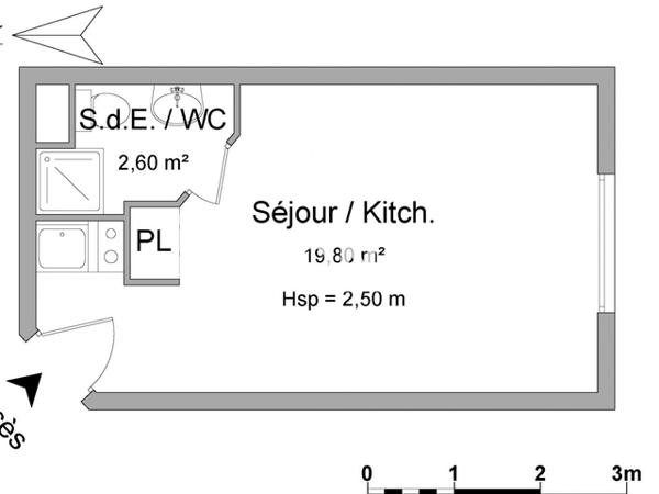 Location Studio meublé 22.4 m² - 37/39 RUE DEMIDOFF Le Havre 76600