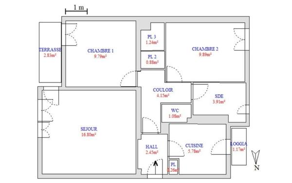 Appartement à vendre    3 pièces • 56,23 m2 Marseille 11