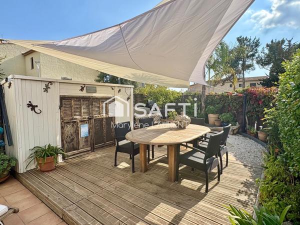 Maison mitoyenne d’un coté,3 chambres,1 bureau ,jardin