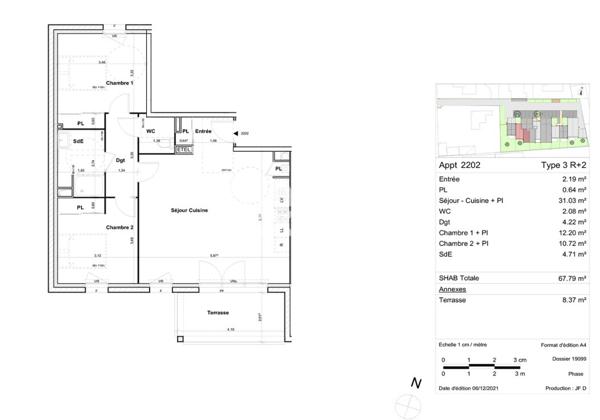 Appartement à louer de 3 pièces de 67 m²
