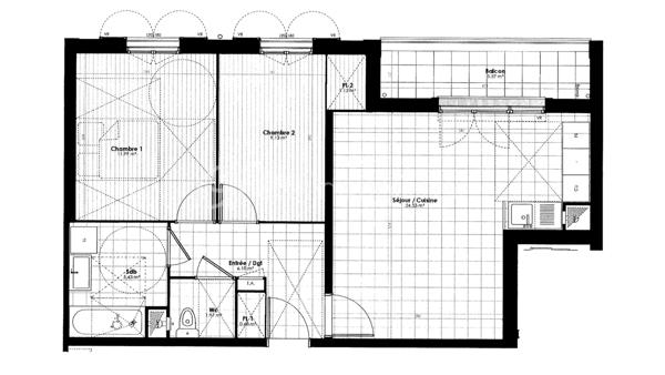 Appartement de 61,40 m²