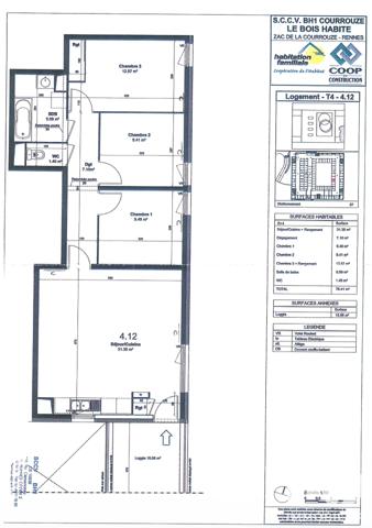 Appartement à vendre 4 pièces 77 m² Rennes