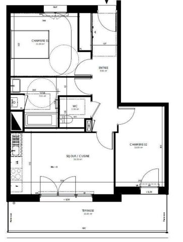 Votre office notarial vous propose à la vente cet appartement de type 3 de 56.80m² situé au sei...
