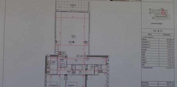 Appartement 4 pièces de 113 m² à Le Mans (72000)