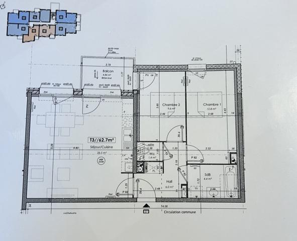 Appartement 3 pièces - 62 m²