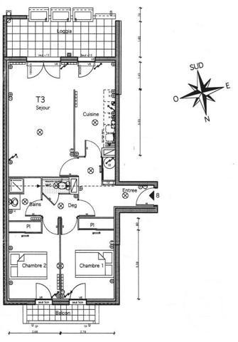 Appartement F3 à vendre  3 pièces - 68,28 m2 FREJUS - 83