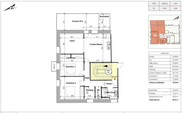 Appartement T3 à vendre  3 pièces - 69,26 m2 CLERMONT L HERAULT - 34