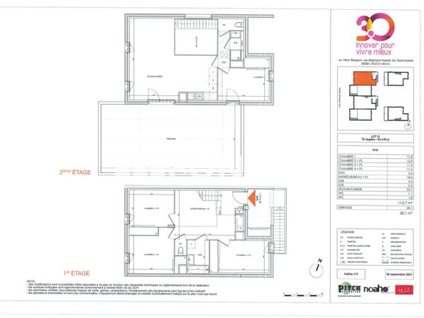 Location Appartement 5 pièces 110.7 m² - 27 RUE STHEPHANE HESSEL. - RESIDENCE SDC 3.0 L Isle D Abeau 38080