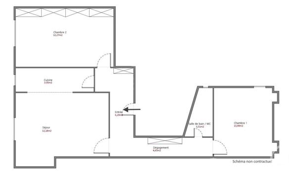 Appartement F3 à vendre  3 pièces - 56 m2 PARIS - 75014