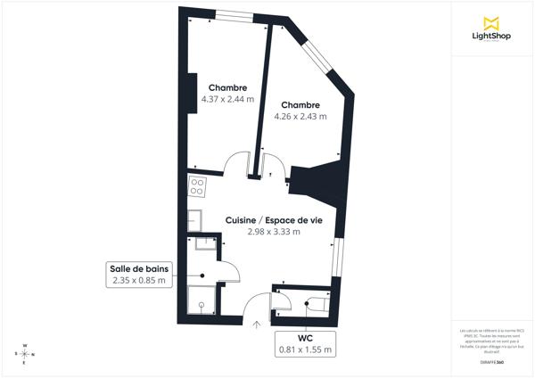 Appartement 3 pièces - 35m² traversant - Rue D'Oran, Paris 18ème