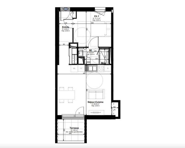 Confortable appartement de deux pièces avec extérieur