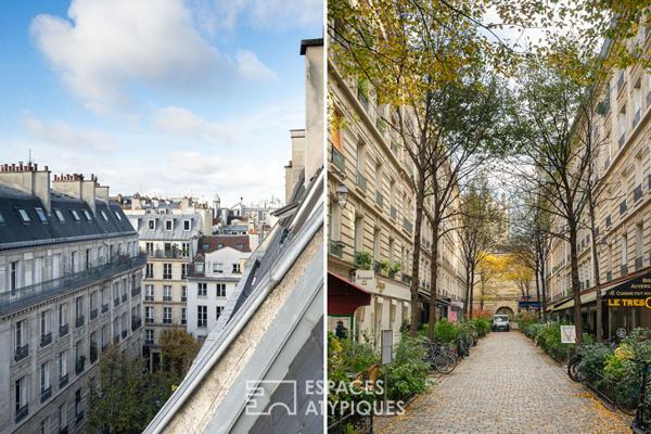 Studio rénové au dernier étage d’un immeuble avec ascenseur au coeur du Marais