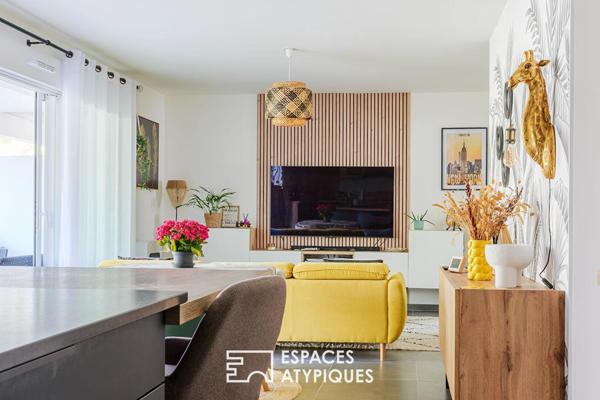 Appartement contemporain avec jardin et garage