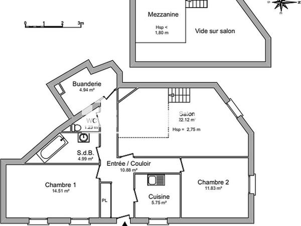 Location Appartement 3 pièces 76.25 m² - 1 RUE LAMARTINE Talence 33400