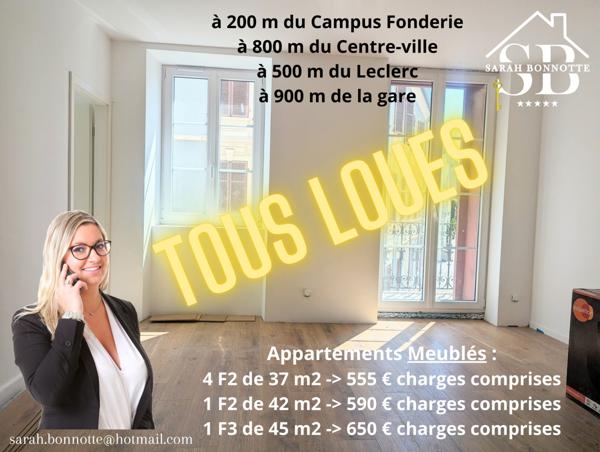 Mulhouse (68200) F2 et F3 meublés refaits à neuf à 200 m du Campus Fonderie