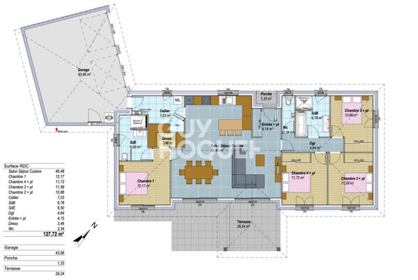 Maison contemporaine à vendre de 5 pièces de 127.72 m²