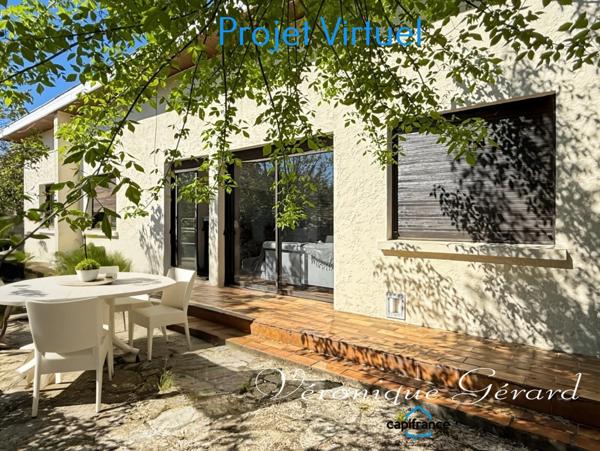 Maison de plain pied, 3 chambres sur environ 1500 M² de terrain. La campagne proche aux portes de Bordeaux.