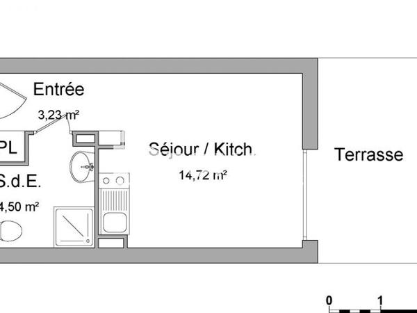 Location Studio meublé 22.45 m² - 12 RUE HENRI AMEL La Rochelle 17000