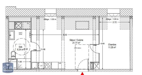 Appartement à louer 2 pièces 39.55m² Douai (59500)