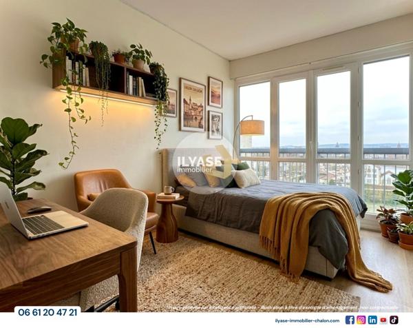 Chalon-sur-Saône (71100) Appartement T5 | 103 m² | Double balcon | Vue imprenable sur Chalon-sur-Saône | Place de parking privative