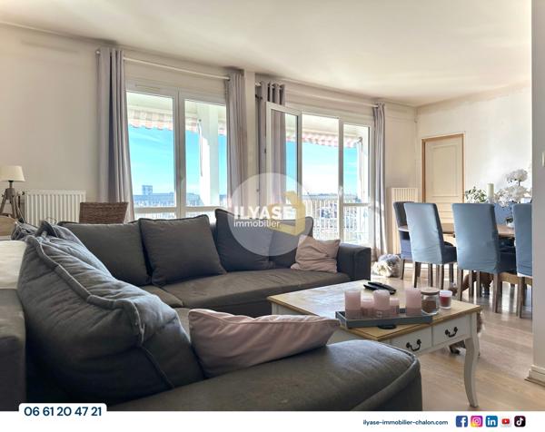 Chalon-sur-Saône (71100) Appartement T5 | 103 m² | Double balcon | Vue imprenable sur Chalon-sur-Saône | Place de parking privative