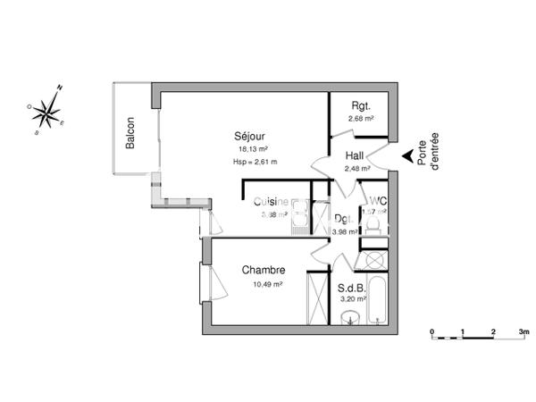Location Appartement 2 pièces 46.41 m² - 103 TER RUE BELLEVILLE Bordeaux 33000