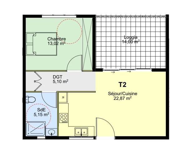 DPT GUYANE, à vendre RÉMIRE-MONTJOLY Appartement T2 neuf de 46 m2