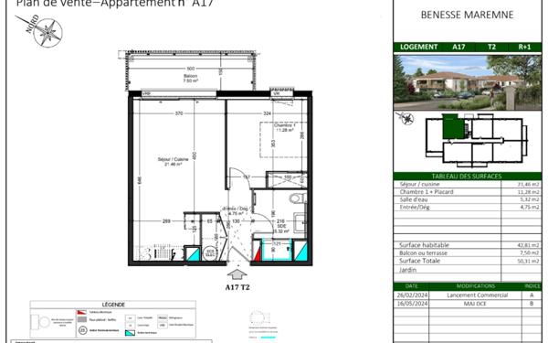 Appartement à vendre    2 pièces •  Bénesse-Maremne