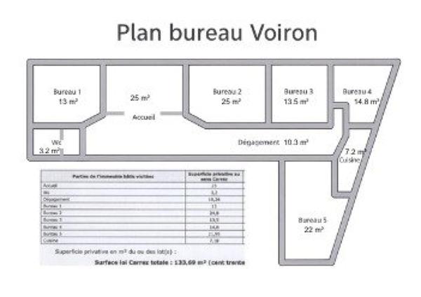 134 m² de bureaux lumineux avec ascenseur, accès PMR, au centre de Voiron
