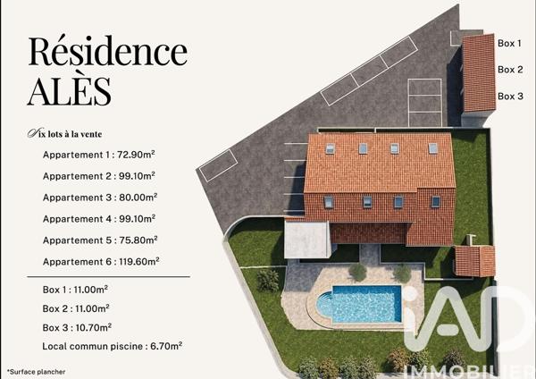 Appartement à vendre 4 pièces 72,9 m² Alès